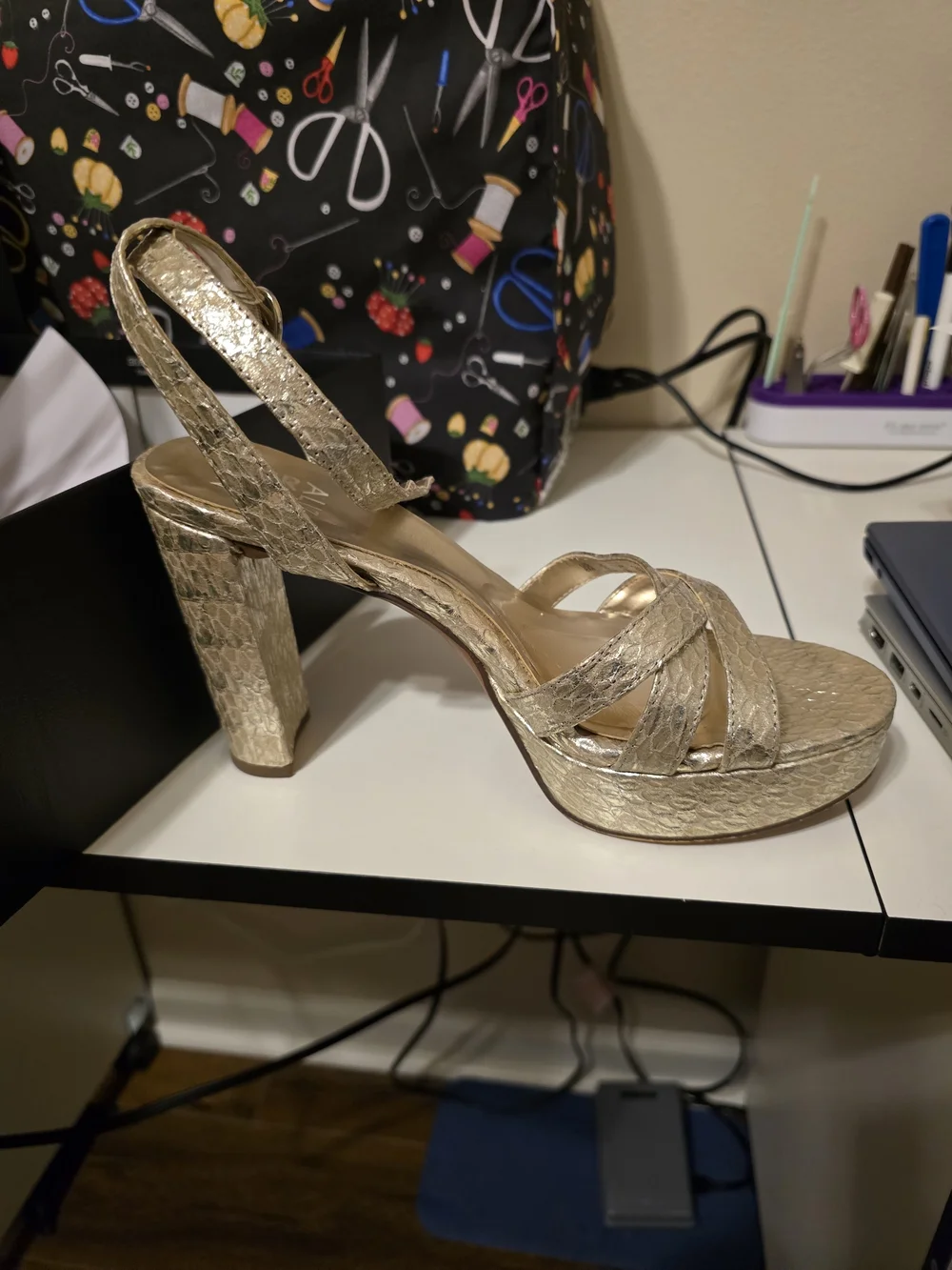 Gold Platform Slingback Heels - Women's Dress Sandals